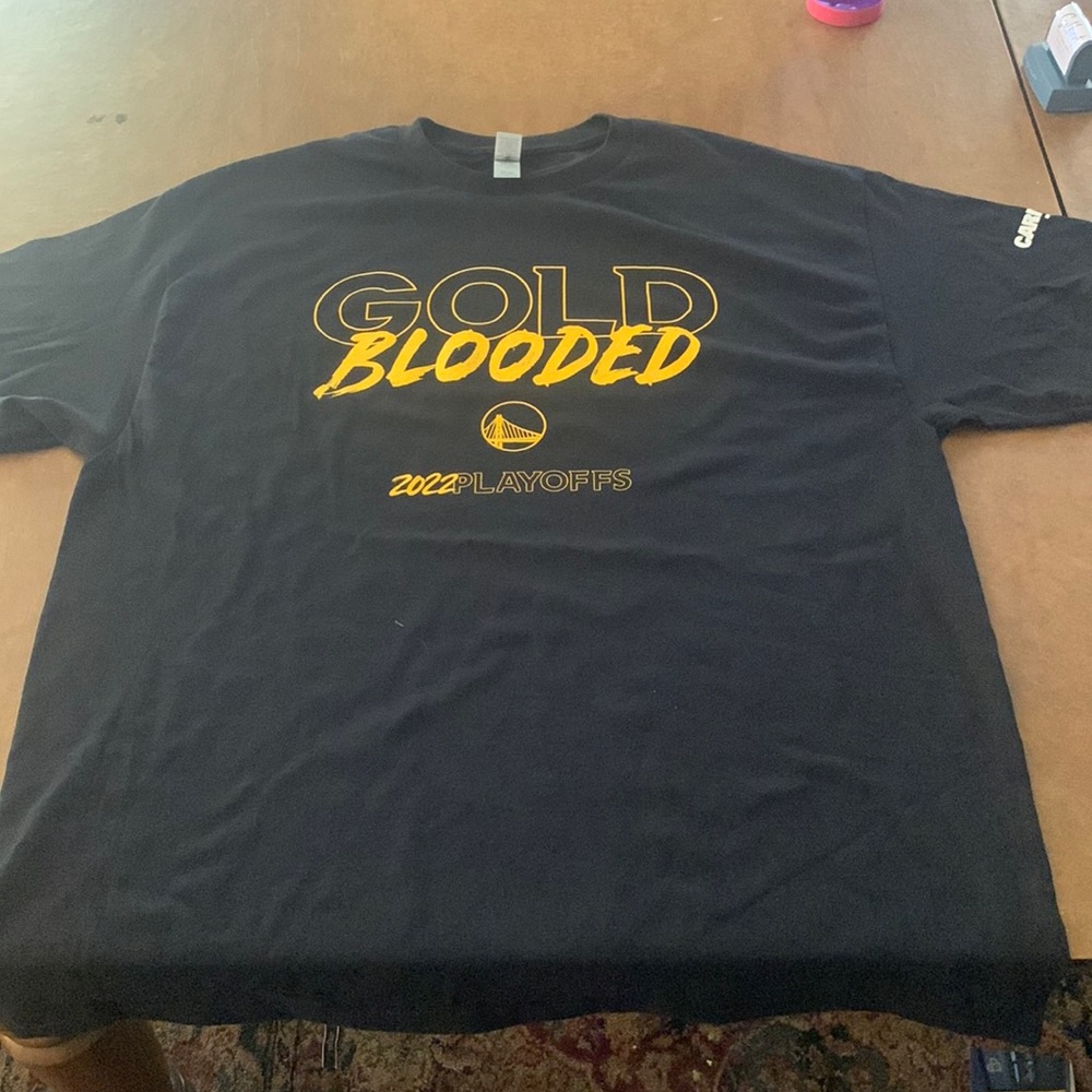 Golden State Warriors “Gold Blooded” XL Black Tee shirt. 2022 playoff giveaway.